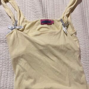 Edikted Yellow Ribbed Camisole with Bow Accents